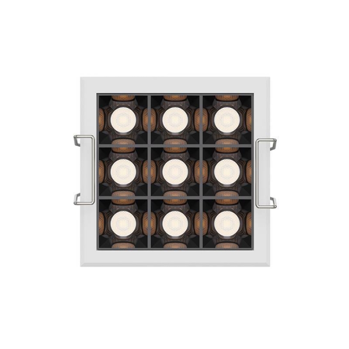 Embutido Nordecor Powerlux 9 Focos 12 watts Branco e Fundo Preto 2700K IRC97 36° Bivolt 71x71x40mm 80016