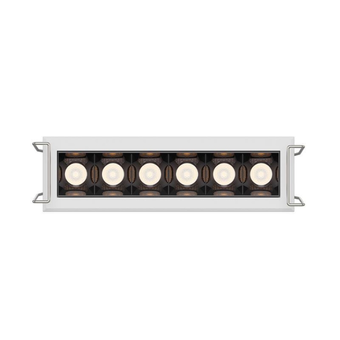 Embutido Nordecor Powerlux 6 Focos 8 watts Branco e Fundo Preto 2700K IRC97 36° Bivolt 109x32x40mm 80007