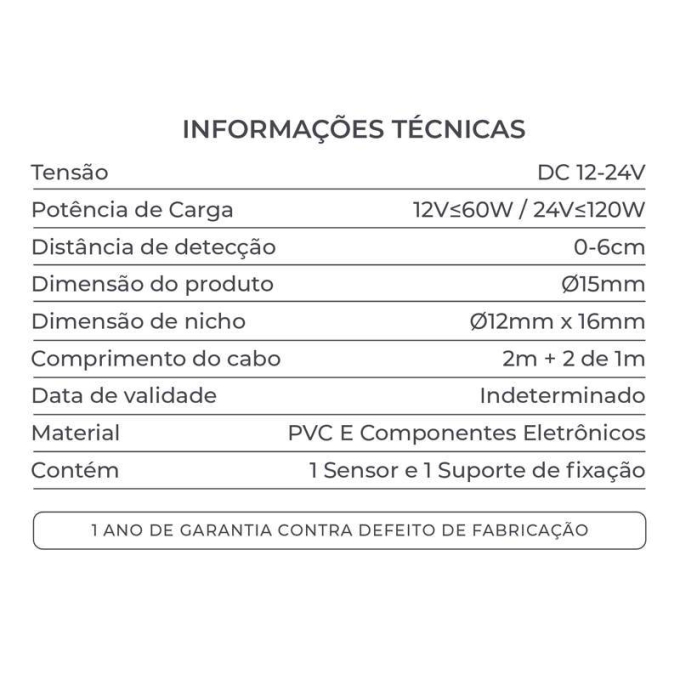 Sensor de Abertura de Porta Nordecor para Moveis 12/24V 2 Metros 7397