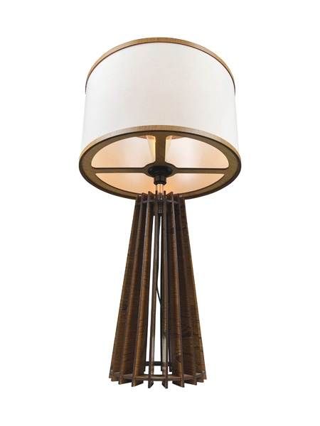 Abajur Classic Lar Spot Madeira e Tecido 1L E27 Ø350x590mm 1017


