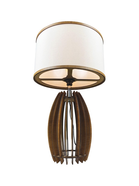 Abajur Classic Lar Tambor Madeira e Tecido 1L E27 Ø350x530mm 1014

