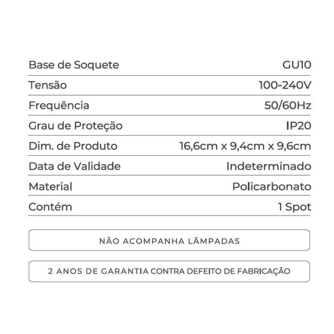 Spot Sobrepor Nordecor Loyo 2L MR16 Branco 166x94x96mm 6984