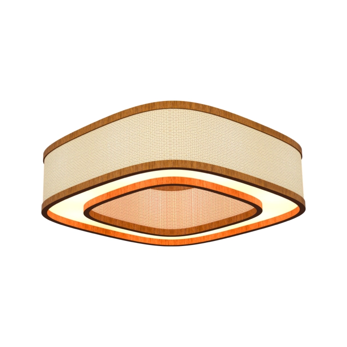 Plafon Classic Lar Palha Leve Anel Lamé PL7017 Madeira 8L E27 Ø700x170mm 1294

