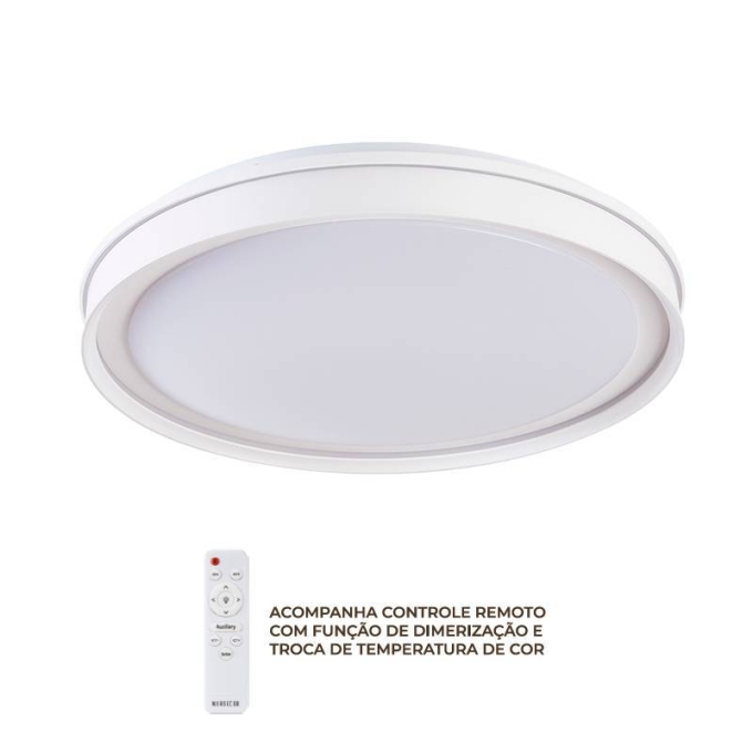Plafon Nordecor Glyner 33 watts Multitemperatura Branco Ø500x70mm 90034