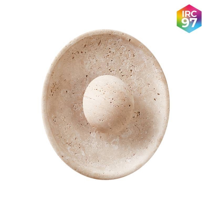 Arandela Nordecor Tivo Orb 8 watts 3000K IRC97 Mármore Travertino Ø250mm 90009