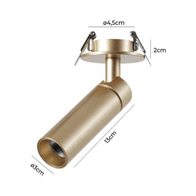 Spot Embutir Nordecor Blet 5 watts 24° IP20 3000K Dourado Bivolt Ø30x100mm 6994

