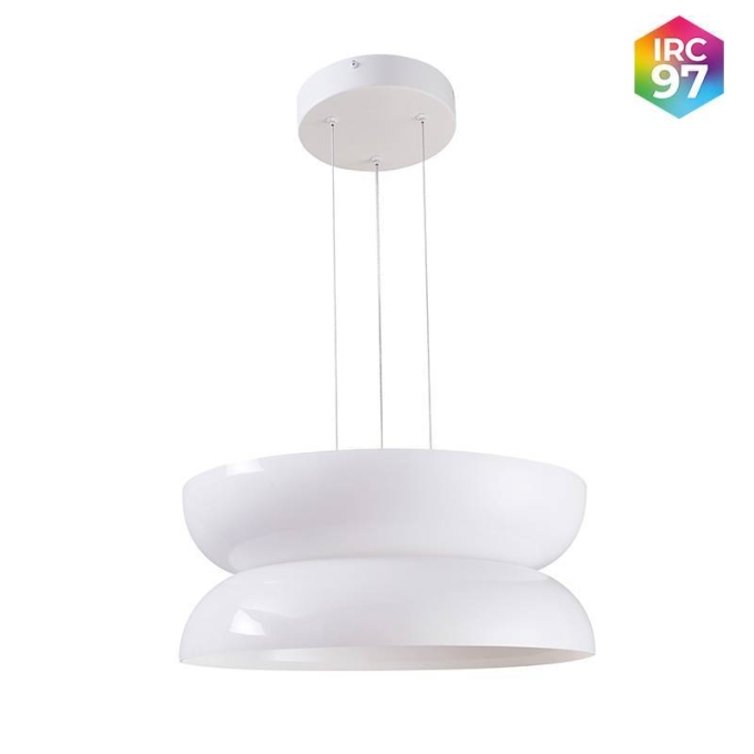 Pendente Nordecor Dommi 20 watts 2700K IRC97 Vidro Branco Ø430x180mm 90003