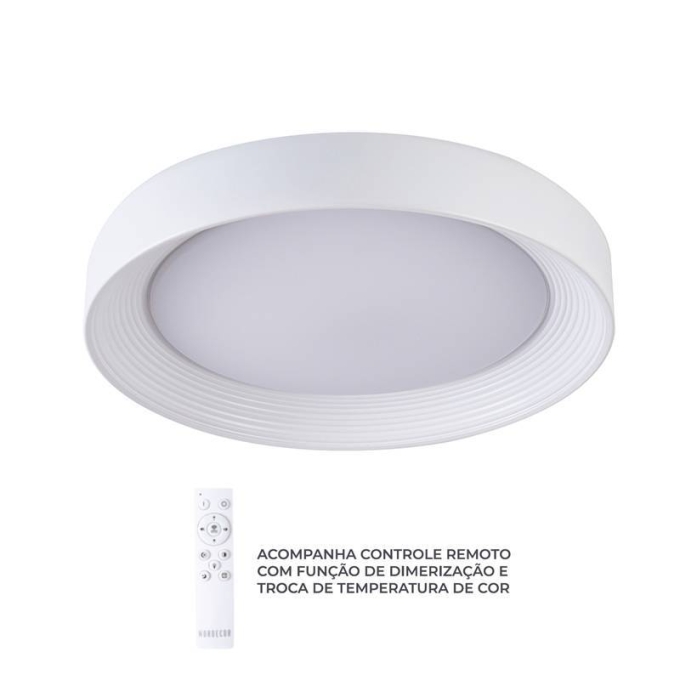 Plafon Nordecor Veta 36 watts Multitemperatura Branco Ø500x105mm 90019