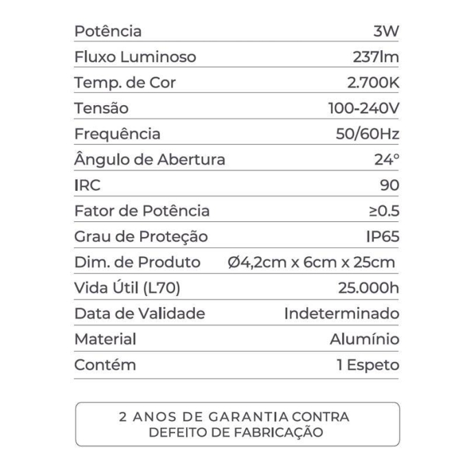 Espeto de Jardim Nordecor Oyne 3 watts 2700K 24° IP65 IRC90 250x60x42mm 80020