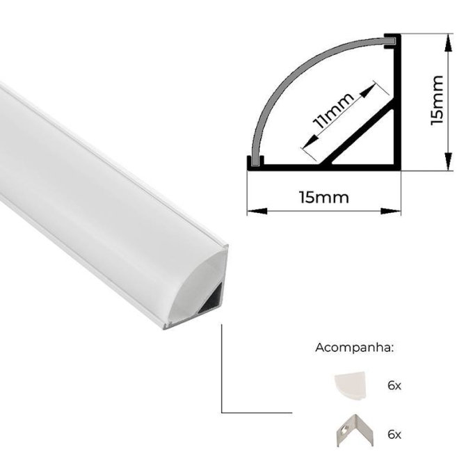 Perfil de Canto Nordecor Aris Branco 15x15mm Barra de 3 metros 4351