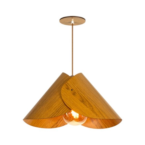 Pendente Classic Lar Lótus Médio Madeira 1L E27 200x470x295mm 1113

