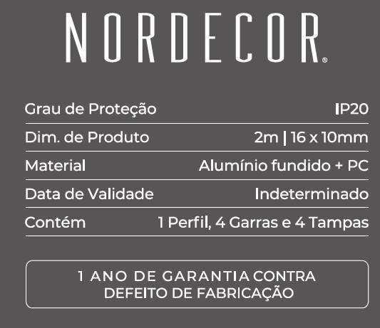 Perfil Embutir Nordecor Axis Preto 16x10mm Barra 2 metros 4318