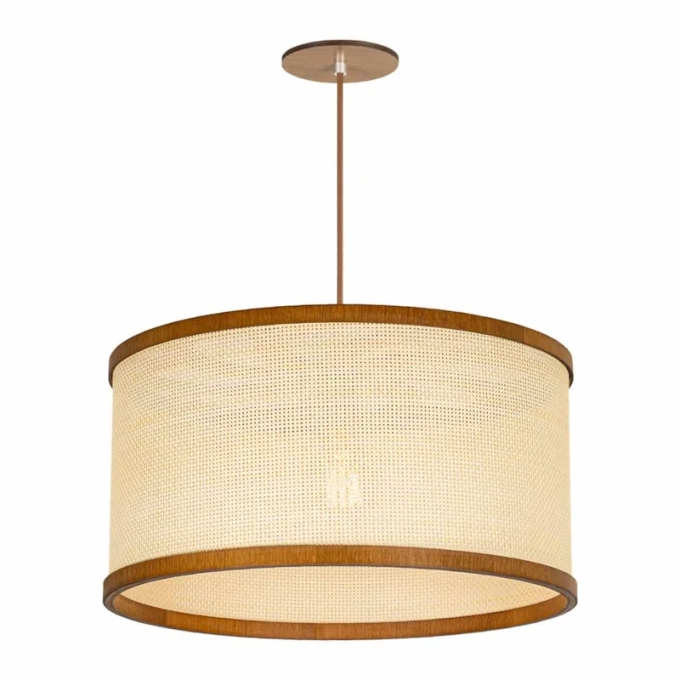 Pendente Classic Lar Palha Leve PL4523 Madeira 1L E27 Ø450x230mm 1127

