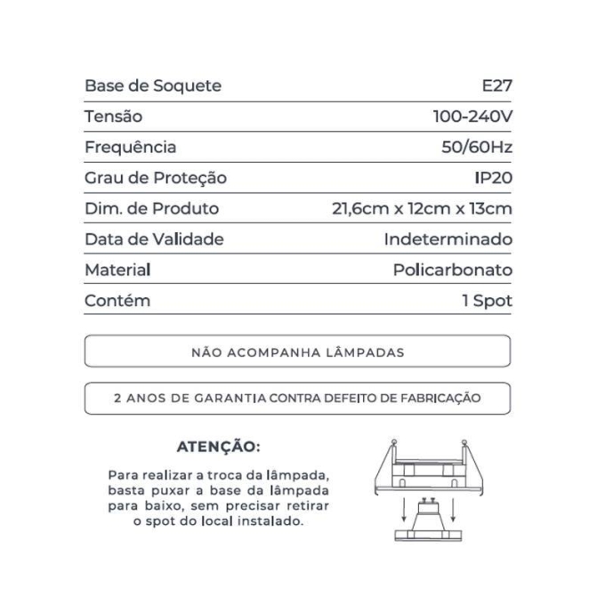 Spot Sobrepor Nordecor Loyo 2L PAR20 Preto 216x120x130mm 6987
