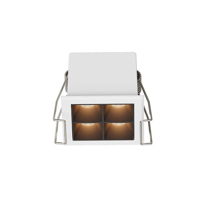 Embutido Nordecor Powerlux 4 Focos 7 watts Branco e Fundo Preto 2700K IRC97 36° Bivolt 52x52x40mm 80013