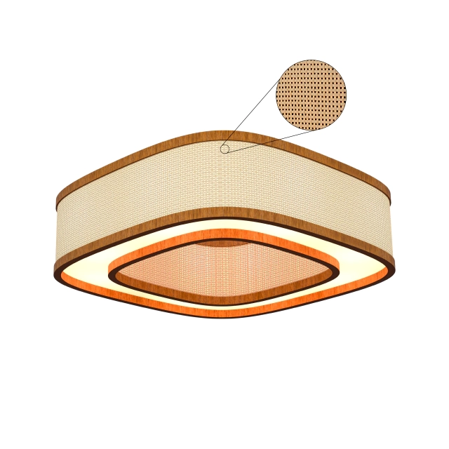 Plafon Classic Lar Palha Leve Anel Lamé PL7017 Madeira 8L E27 Ø700x170mm 1294

