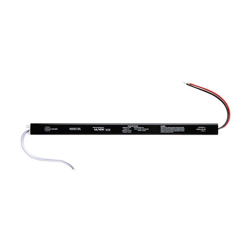 Fonte 12V Slim Nordecor 4A 48 watts IP20  315x25x20mm (Ultra Fina) 7016
