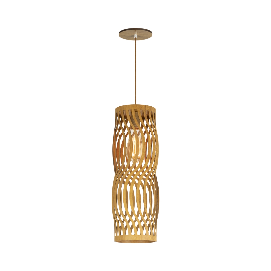 Pendente Classic Lar Ondas Longo 15 Madeira 1L E27 Ø135x440mm 1070
