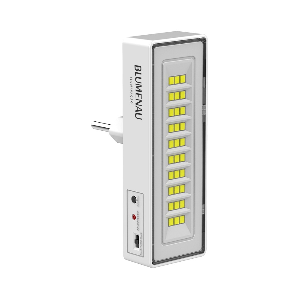 Luminária de Emergência Blumenau 1 watt com Plug 30 Leds 100 Lumens 115x40x20mm 40030235-3