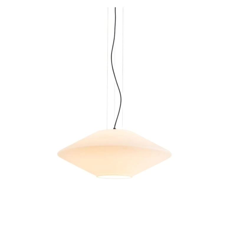 Pendente Bella Iluminação Losanghe Opalino e Preto 1L E27 Ø500x200mm LOS1PD01OP10