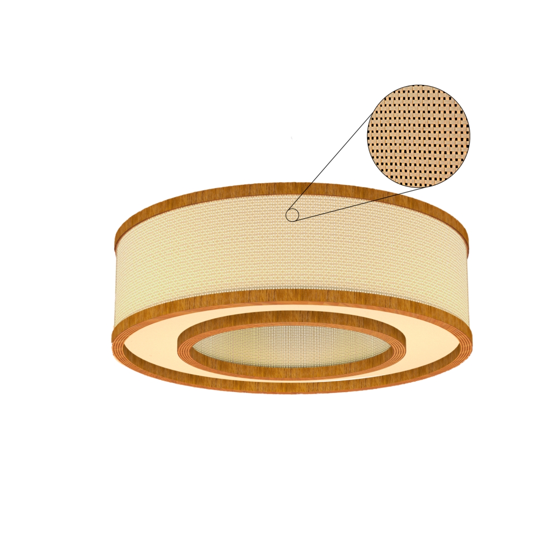 Plafon Classic Lar Palha Leve Anel PL5517 Madeira 5L E27 Ø550x170mm 1283

