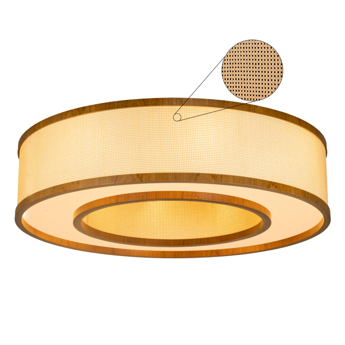 Plafon Classic Lar Palha Leve Anel PL7017 Madeira 8L E27 Ø700x170mm 1284

