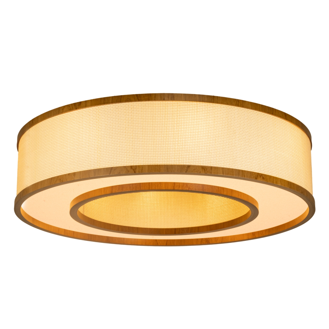 Plafon Classic Lar Palha Leve Anel PL7017 Madeira 8L E27 Ø700x170mm 1284

