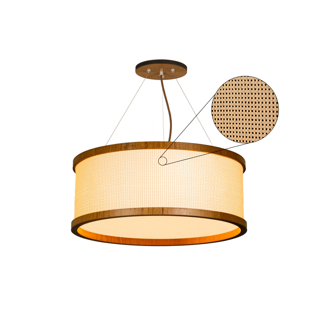 Pendente Classic Lar Palha Leve PL4517 Madeira 3L E27 Ø440x170mm 1264

