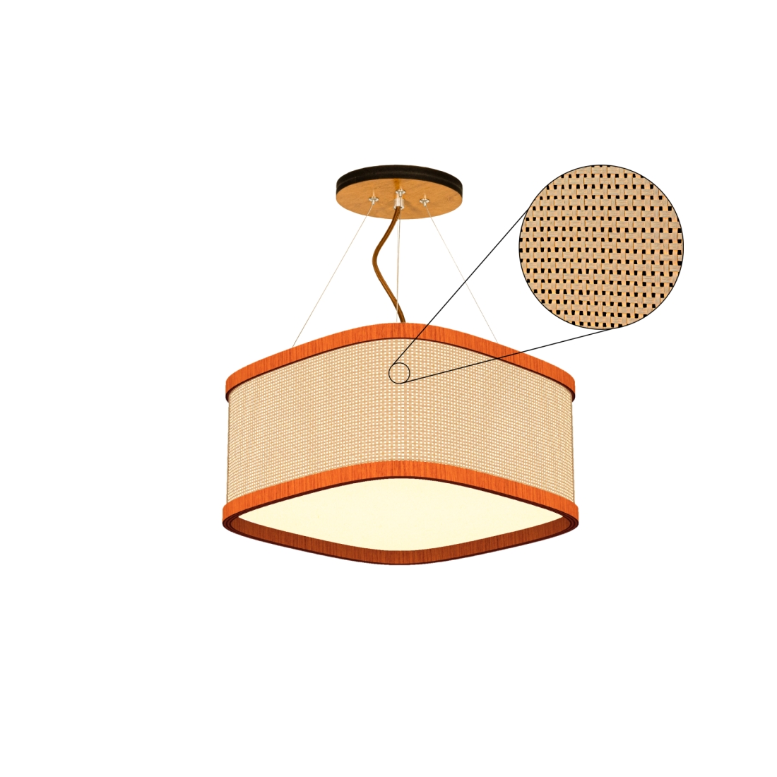 Pendente Classic Lar Palha Leve Lamé PL3517 Madeira 2L E27 Ø350x170mm 1272

