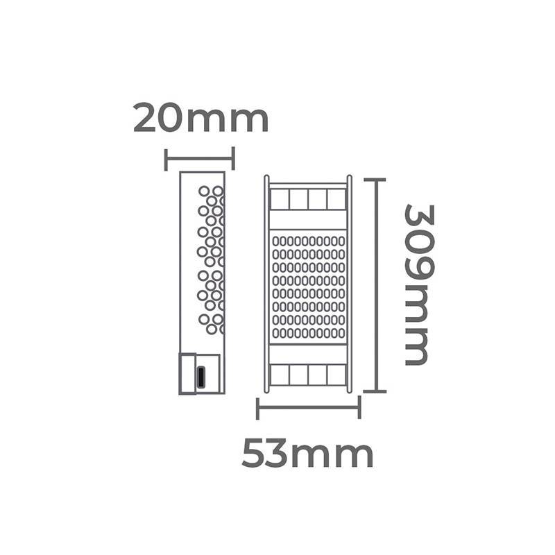 Fonte 12V Nordecor 16,7A 200 watts IP20 Bivolt 309x53x20mm 7052