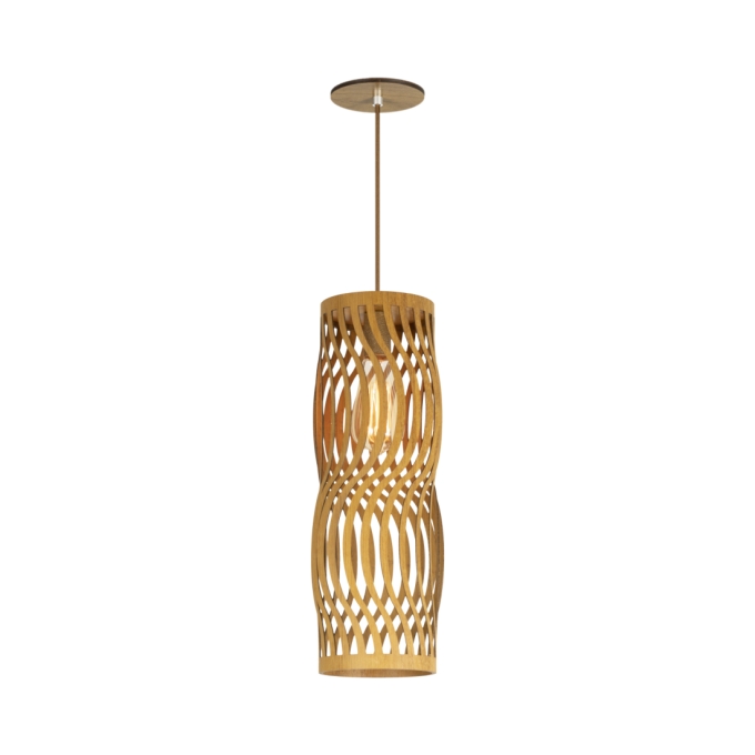 Pendente Classic Lar Ondas Longo 15 Madeira 1L E27 Ø135x440mm 1070
