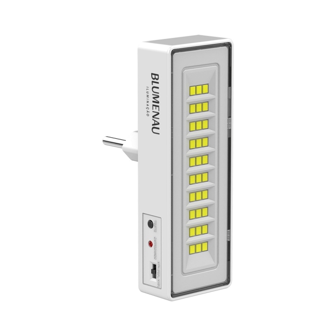 Luminária de Emergência Blumenau 1 watt com Plug 30 Leds 100 Lumens 115x40x20mm 40030235-3