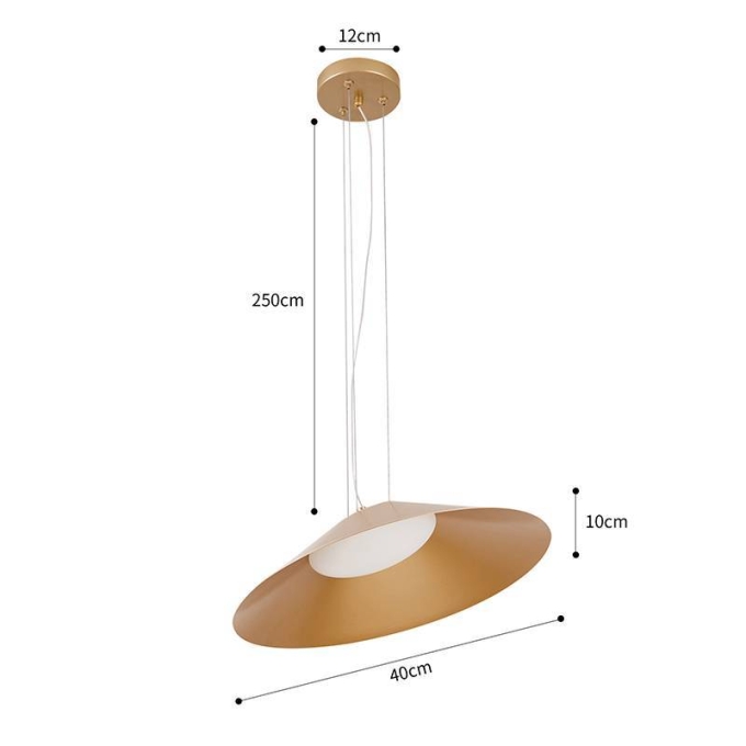 Pendente Nordecor Kapel 13 watts 3000K IRC97 Dourado Ø400x160mm 90030