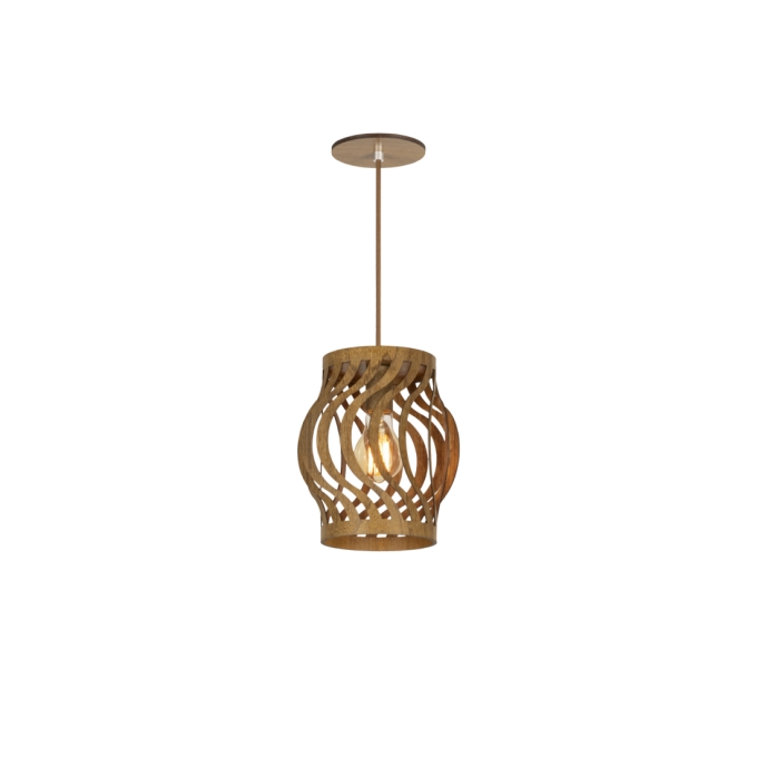 Pendente Classic Lar Ondas Pequeno 15 Madeira 1L E27 Ø135x220mm 1069
