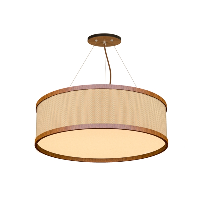 Pendente Classic Lar Palha Leve PL5517 Madeira 5L E27 Ø550x170mm 1265

