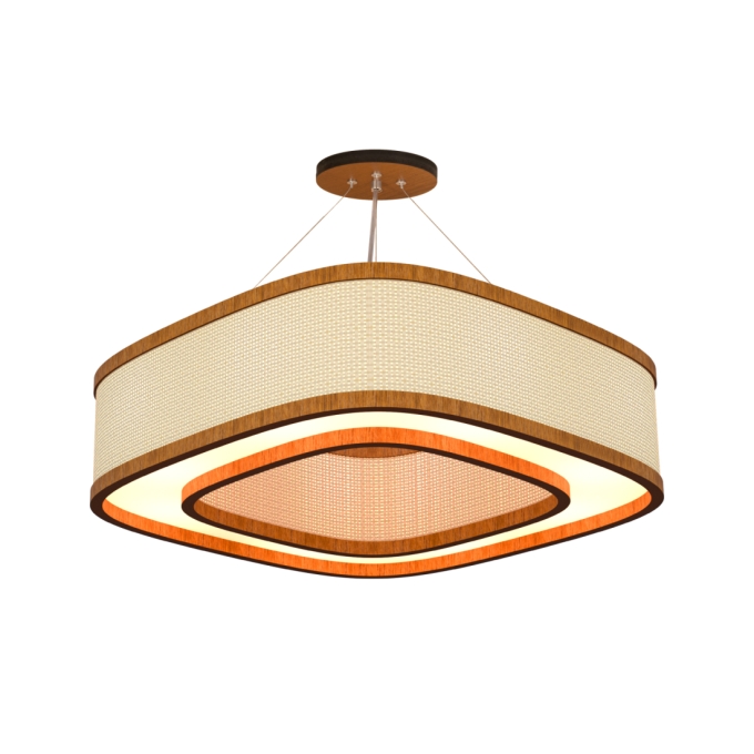 Pendente Classic Lar Palha Leve Anel Lamé PL5517 Madeira 8L E27 Ø550x170mm 1295

