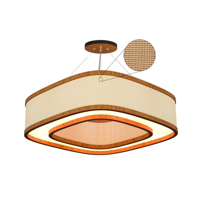 Pendente Classic Lar Palha Leve Anel Lamé PL5517 Madeira 8L E27 Ø550x170mm 1295

