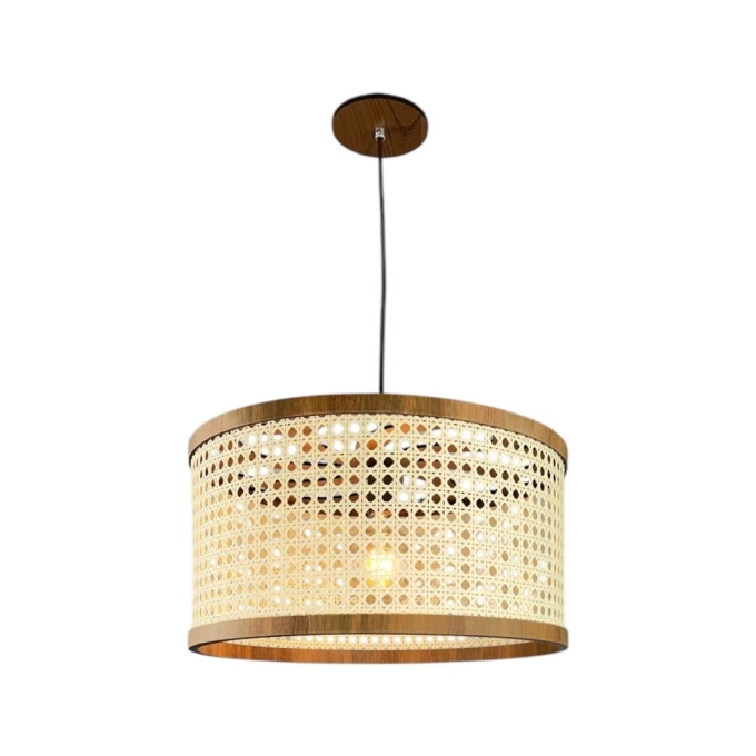 Pendente Classic Lar Palha Sextavada P4523 Madeira 1L E27 Ø450x230mm 1366

