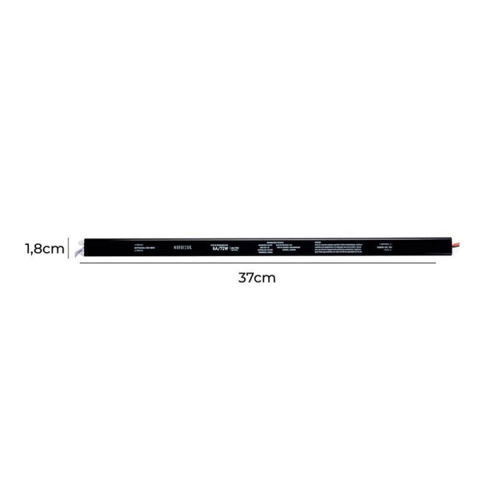 Fonte 12V Slim Nordecor 6A 72 watts IP20 380x25x20mm (Ultra Fina) 7018

