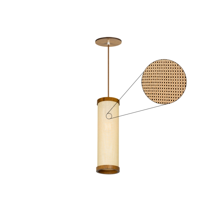 Pendente Classic Lar Palha Leve PL1032 Madeira 1L E27 Ø100x320mm 1251

