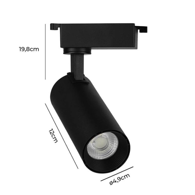 Spot para Trilho Nordecor Nize 15 watts 3000K 35° Preto Ø47x130x185mm Bivolt 6479