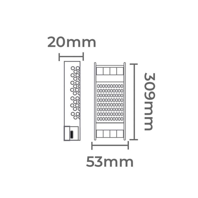 Fonte 12V Nordecor 16,7A 200 watts IP20 Bivolt 309x53x20mm 7052