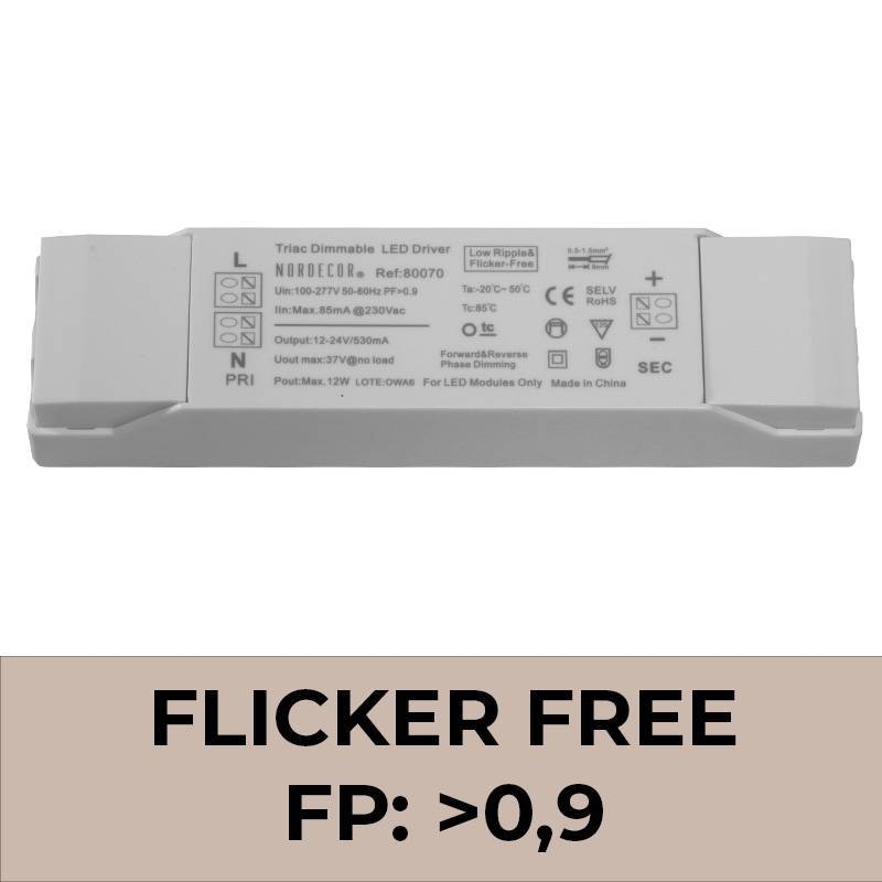 Driver Nordecor Dimerizável Triac para Powerlux 12 watts Bivolt Flicker Free 80070