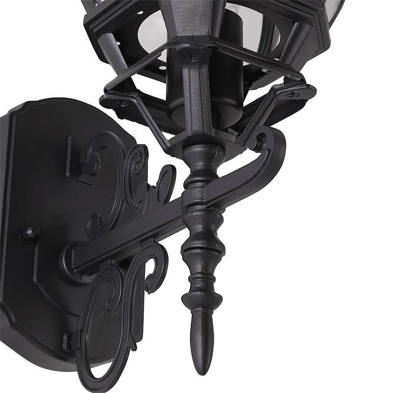 Arandela Nordecor Colonial Mareno Superior Preto Alumínio e Vidro 1L E27 505x152x225mm 80055
