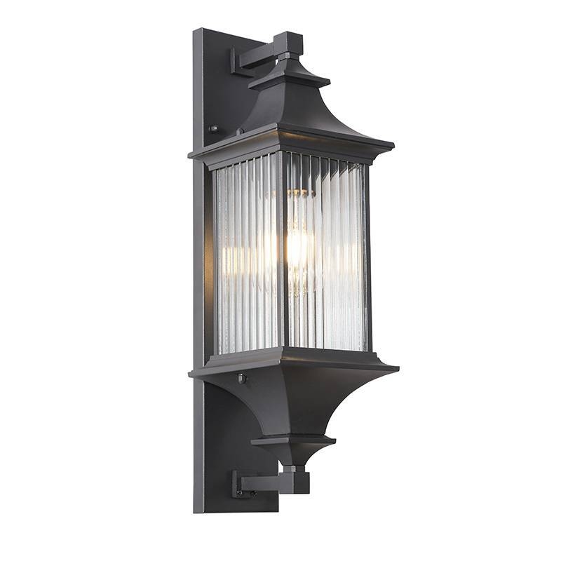 Arandela Nordecor Colonial Villano Preto Alumínio e Vidro 1L E27 500x150x170mm 80050