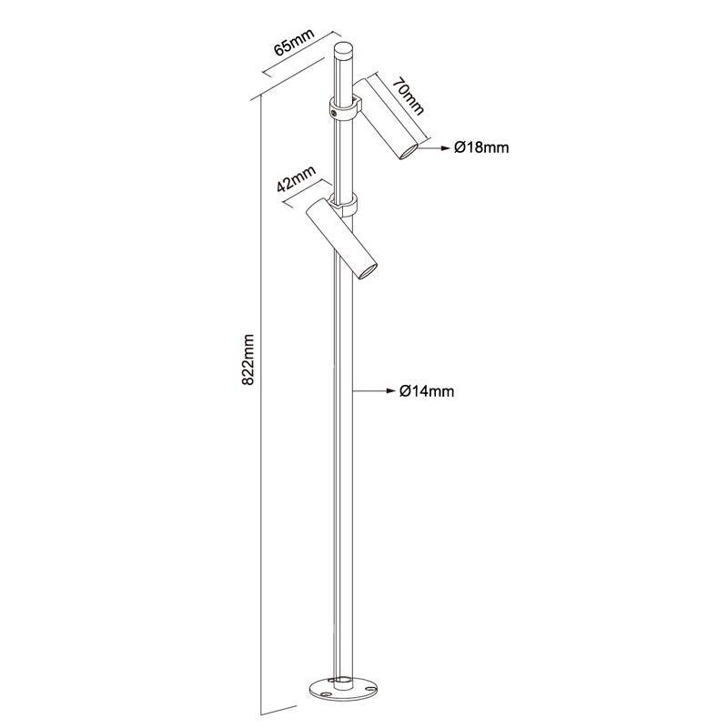 Espeto de Jardim Nordecor Keny 2x 2 watts 3000K 24° IP65 IRC90 Ø14x822mm 6993