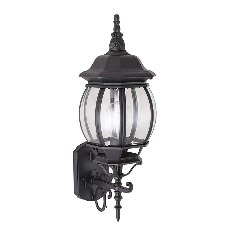 Arandela Nordecor Colonial Mareno Preto Alumínio e Vidro 1L E27 570x190x245mm 80057