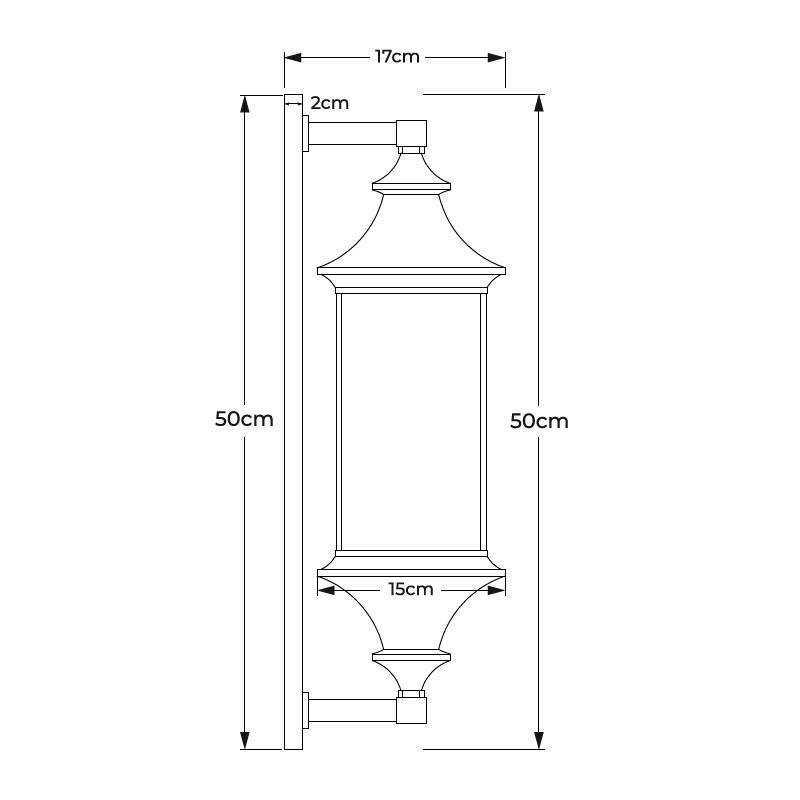 Arandela Nordecor Colonial Villano Preto Alumínio e Vidro 1L E27 500x150x170mm 80050