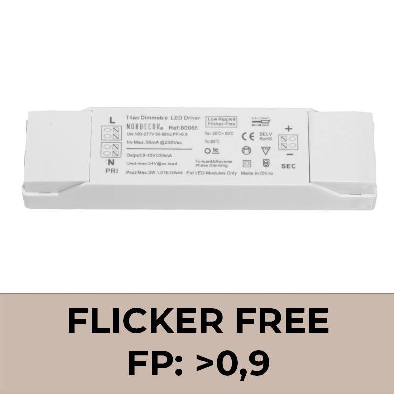 Driver Nordecor Dimerizável Triac para Powerlux 3 watts Bivolt Flicker Free 80065