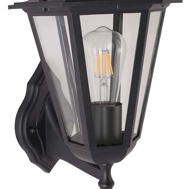 Arandela Nordecor Colonial Vitare Preto Alumínio e Vidro 1L E27 420x205x265mm 80059